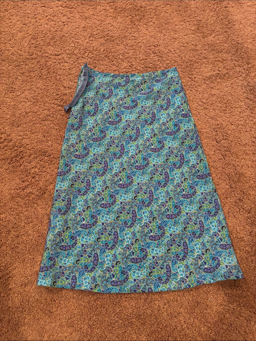 Blue Green Paisley Midi Skirt